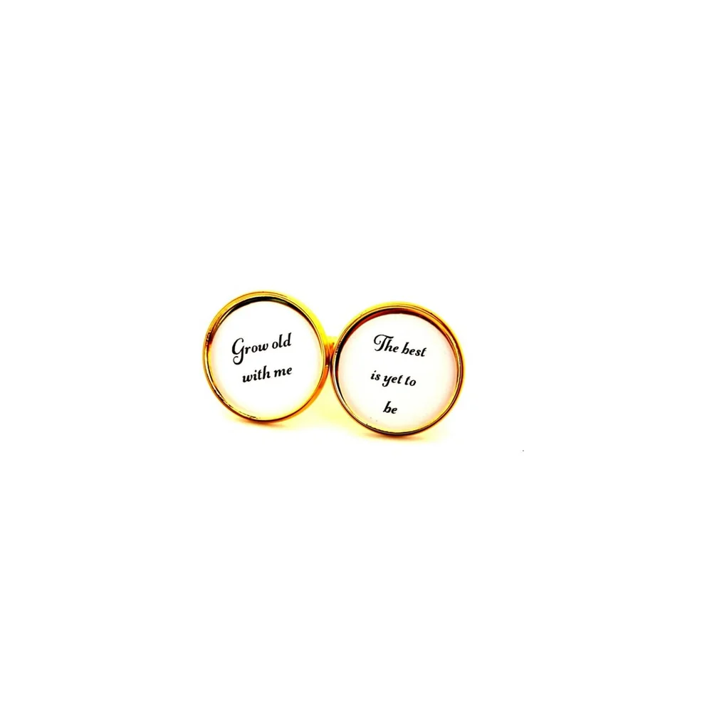 Gift for Groom, Wedding Cufflinks, Grow Old with Me The Best is Yet to Be